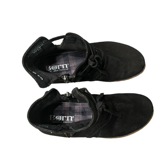 Born Women's TARKILN Suede Leather Bootie Black Distressed Size 8.5 Euro 40 - Picture 4 of 11